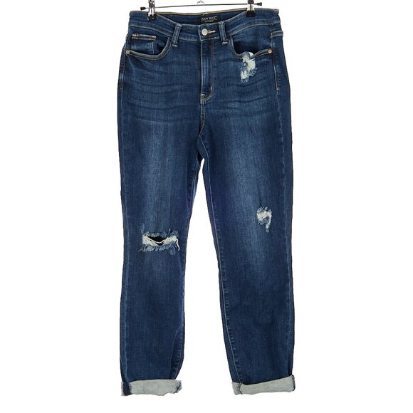 Judy Blue Jeans High Rise Boyfriend Fit Distressed Dark Wash Women's 27 - Picture 2 of 7